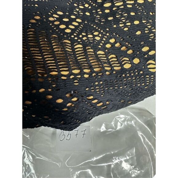 Mossimo Supply Co. Bohemian One Piece Swimsuit Crochet Lined Size XL Black Tan - Picture 10 of 10